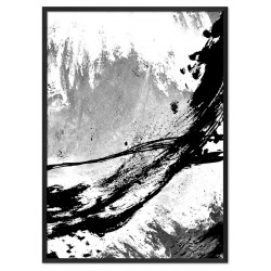  Obraz ręcznie malowany na płótnie czarno-biały 53x73cm Mgła Abstrakcja