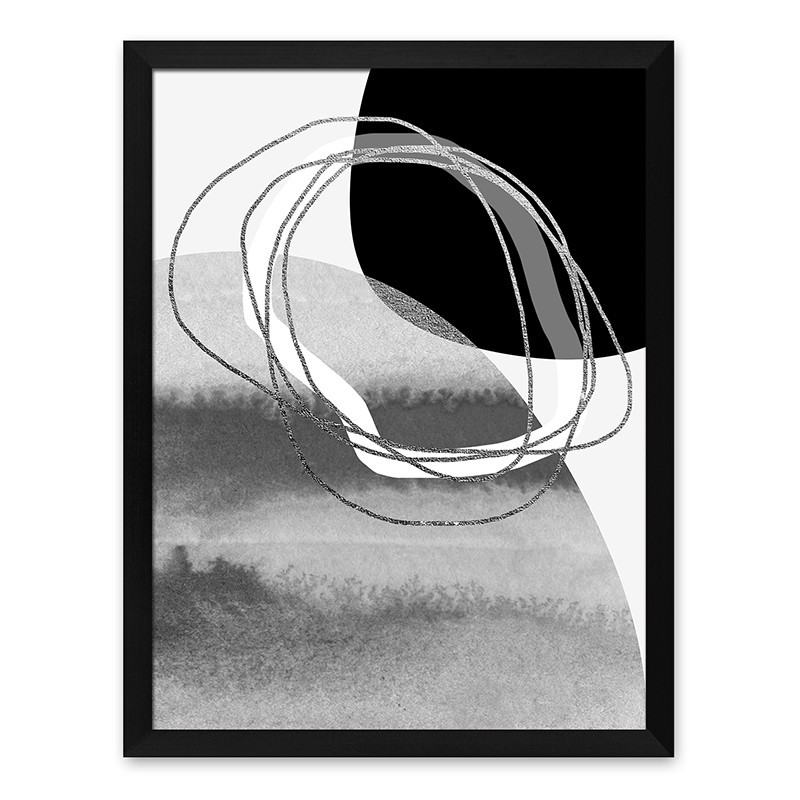  Obraz na płótnie czarno-biały 33x43cm Kosmos Abstrakcja