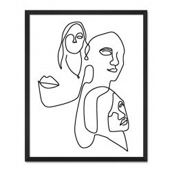  Obraz na płótnie 43x53cm plakat czarno biały linearny kobiety
