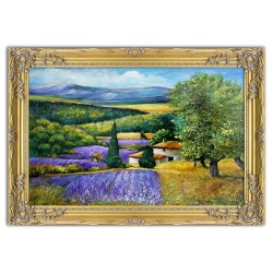 Obraz olejny ręcznie malowany Pola lawendowe 78x108cm