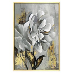  Obraz ręcznie malowany na płótnie 63x93cm szary kwiat glamour