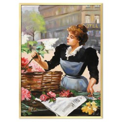  Obraz ręcznie malowany na płótnie 53x73cm Kwiaciarka