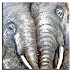  Obraz olejny ręcznie malowany 90x90cm Stare słonie
