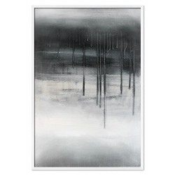  Obraz ręcznie malowany czarno-biały 63x93cm Tajemniczy zagajnik