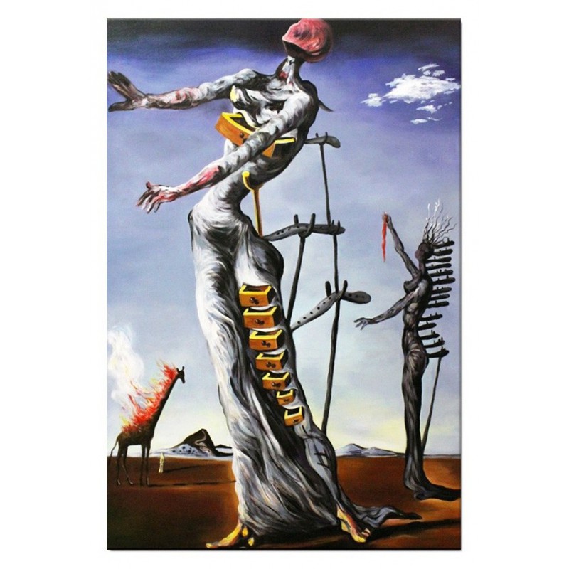  Obraz olejny ręcznie malowany Salvador Dali Płonąca żyrafa kopia 60x90cm