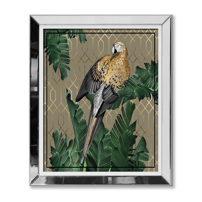  Obraz w lustrzanej ramie złota papuga 51x61cm