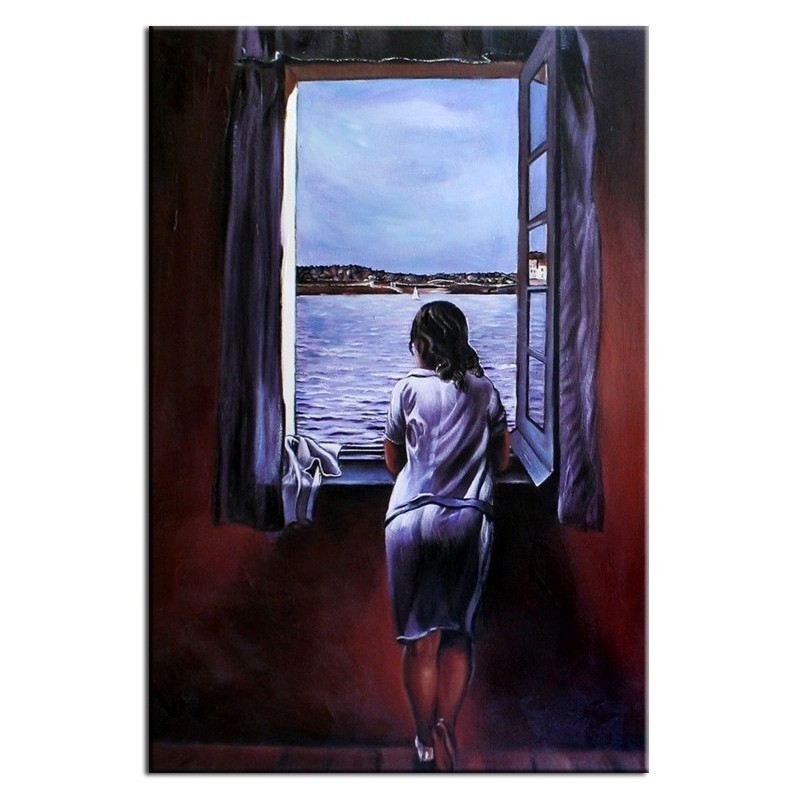  Obraz olejny ręcznie malowany Salvador Dali Dziewczyna w oknie kopia 60x90cm