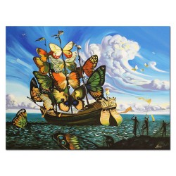  Obraz olejny ręcznie malowany Salvador Dali Statek ze skrzydłami motyla kopia 90x120cm