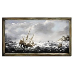  Obraz olejny ręcznie malowany statek na morzu 167x94cm