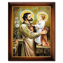  Obraz olejny ręcznie malowany religijny 75x105cm Św. Józef z Jezusem