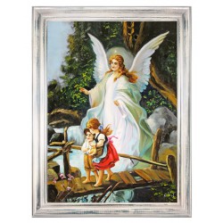  Obraz z Aniołem Stróżem Hans Zatzka 64x84 obraz malowany na płótnie w białej ramie