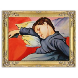  Obraz olejny ręcznie malowany na płótnie 64x84cm Stanisław Wyspiański Śpiący Mietek kopia