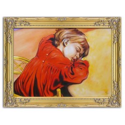  Obraz olejny ręcznie malowany na płótnie 63x84cm Stanisław Wyspiański Śpiący Staś kopia