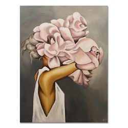  Obraz ręcznie malowany na płótnie 90x120cm Kobieta w kwiatach na głowie