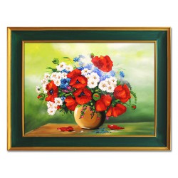  Obraz ręcznie malowany na płótnie 66x86cm Kwitnący wazon