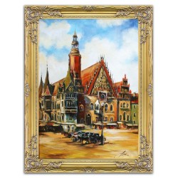  Obraz olejny ręcznie malowany 63x84cm Melancholijny plac