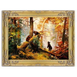  Krajobraz leśne niedźwiadki ręcznie malowany na płótnie 64x84cm