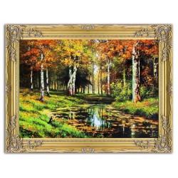  Krajobraz strumyk w lesie ręcznie malowany na płótnie 63x84cm
