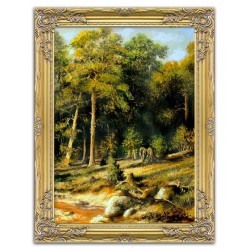  Krajobraz leśne wzgórze ręcznie malowany na płótnie 63x84cm