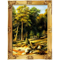  Krajobraz leśne wzgórze ręcznie malowany na płótnie 63x84cm