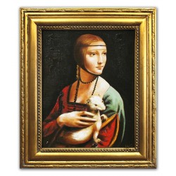  Obraz ręcznie malowany na płótnie  27x32cm Leonardo da Vinci Dama z Gronostajem kopia