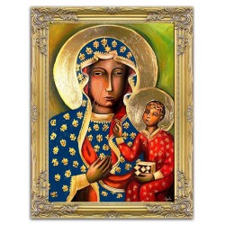  Obraz Matki Boskiej Częstochowskiej 64x84 cm obraz olejny na płótnie złota rama