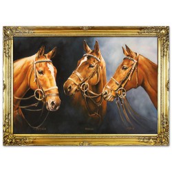  Obraz ręcznie malowany na płótnie 75x105cm trzy konie