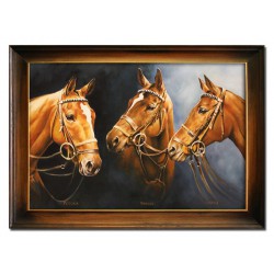  Obraz ręcznie malowany na płótnie 76x106cm trzy konie