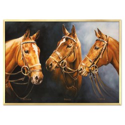  Obraz ręcznie malowany na płótnie 53x73cm trzy konie