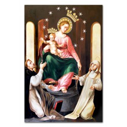  Obraz Matki Boskiej Różańcowej z Dzieciątkiem 60x90cm obraz ręcznie malowany na płótnie