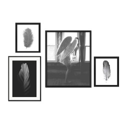  Obrazy plakaty czarno białe zestaw obrazów na płótnie i papierze 4 szt. Ptaki