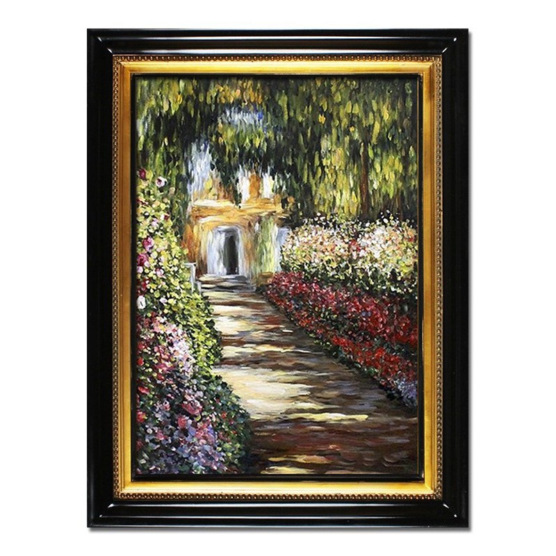  Obraz olejny ręcznie malowany Claude Monet Ogród w Giverny kopia 64x84cm