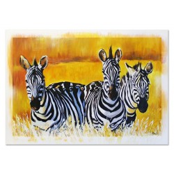  Obraz olejny ręcznie malowany 75x105cm Trzy zebry