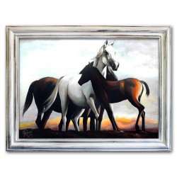  Obraz olejny ręcznie malowany 75x105cm Konie