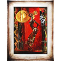  Obraz olejny ręcznie malowany 72x92cm Kobieta na czerwonym tle