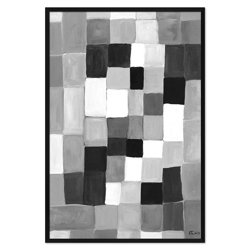  Obraz ręcznie malowany czarno biały 63x93cm Przerwa Abstrakcja