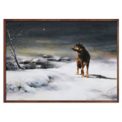  Obraz ręcznie malowany płótno 53x73cm lis na śniegu