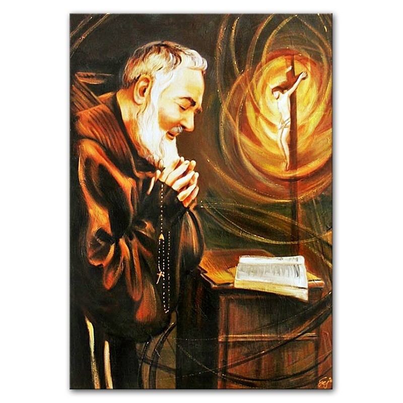  Obraz olejny ręcznie malowany religijny 50x70cm ojciec Pio