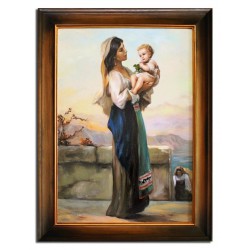  Obraz Matki Boskiej z Dzieciątkiem 63x84 cm obraz olejny na płótnie w ramie