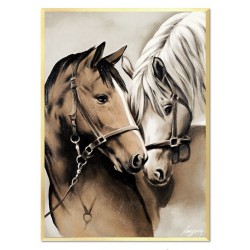  Obraz olejny ręcznie malowany 53x73cm Konie