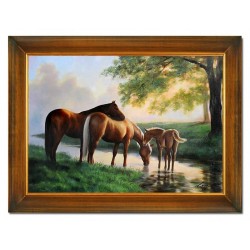  Obraz olejny ręcznie malowany 64x84cm Konie