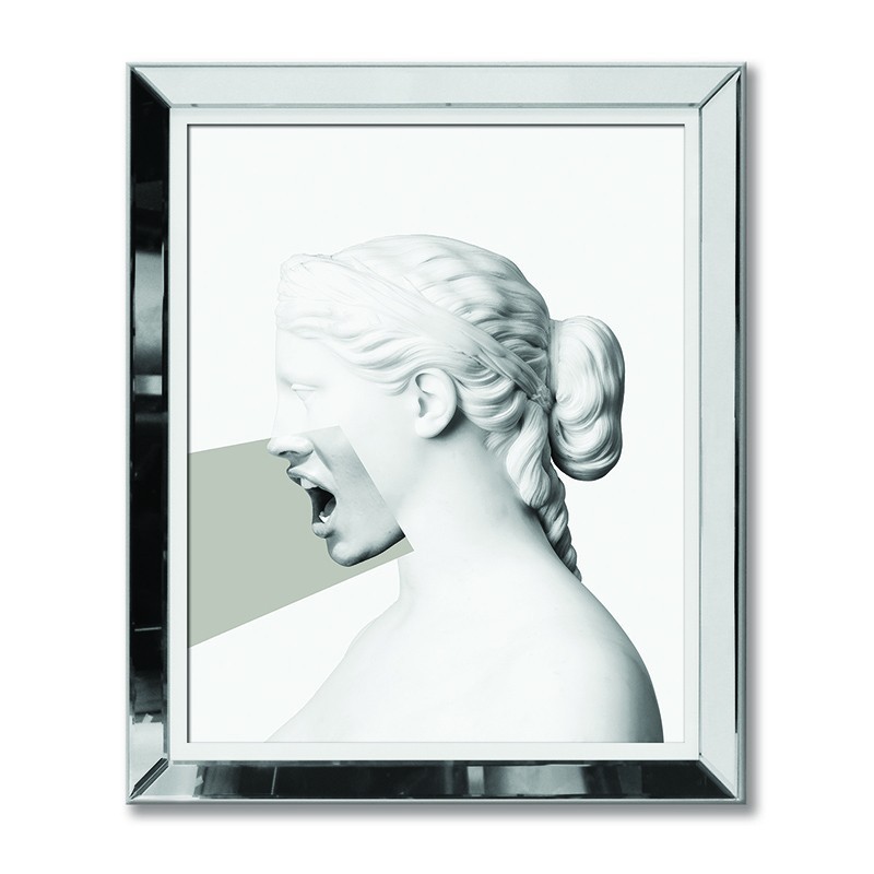  Obraz w lustrzanej ramie czarno biały nowoczesny grecki posąg 51x61cm