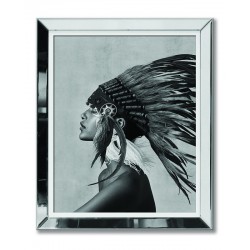  Obraz w lustrzanej ramie czarno-biały nowoczesny Indianin 51x61cm