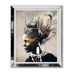  Obraz w lustrzanej ramie do salonu Etno 51x61cm Afrykanka Szamanka