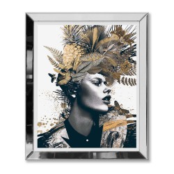  Obraz w lustrzanej ramie do salonu Glamour kobieta w złotym wianku 51x61cm