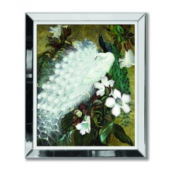  Obraz w lustrzanej ramie do salonu biały paw w tropikalnym lesie 51x61cm
