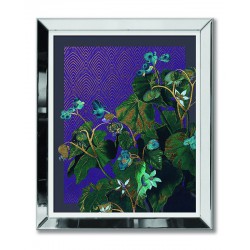  Obraz w lustrzanej ramie do salonu niebieskie tropikalne kwiaty 51x61cm