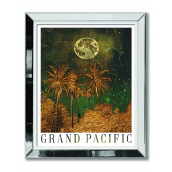 Obraz w lustrzanej ramie do salonu palmy na nocnym niebie księżyc w tropikach 51x61cm