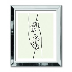  Obraz linearny w lustrzanej ramie do salonu splecione dłonie 51x61cm