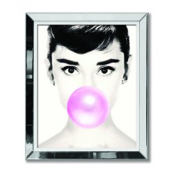  Obraz w lustrzanej ramie Audrey Hepburn z różowym balonem 51x61cm